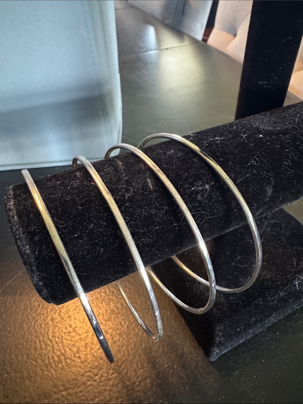 Set of Four Silver-Tone Bangle Bracelets